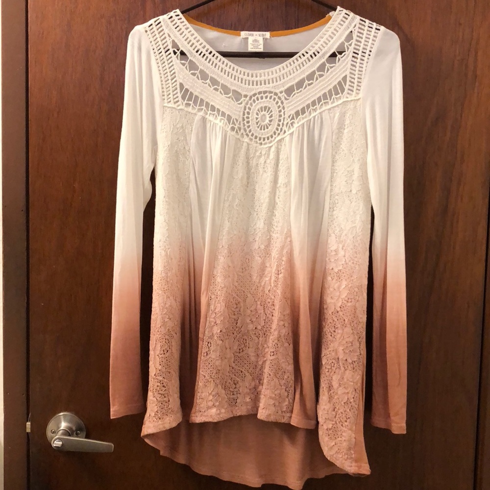 Blush pink and white ombré long sleeve